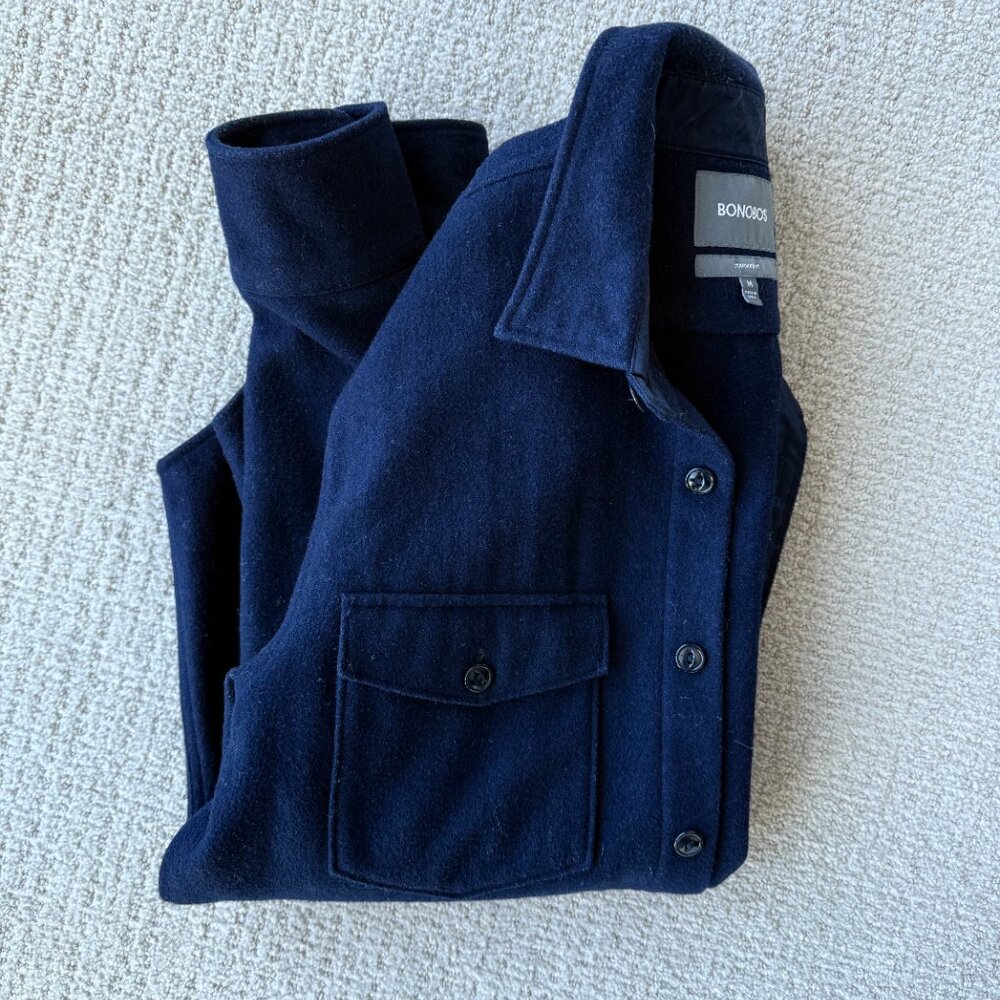 Bonobos Wool Shirt Jacket NAVY (M) - Picture 6 of 6